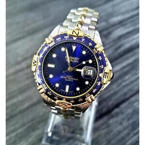 Rare Vintage Gruen Mens Diver Watch Sapphire Burst Dial